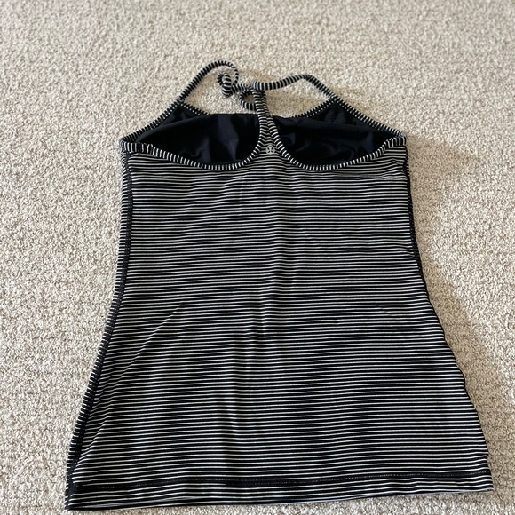 Lululemon power y tank, black and white stripe, size 10 - Picture 3 of 3